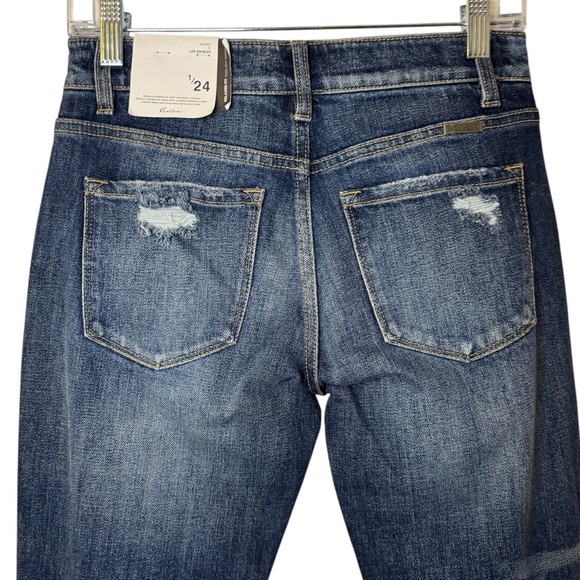 NWT Kancan distressed relaxed ankle crop jeans women’s 24 mid rise - Picture 4 of 11